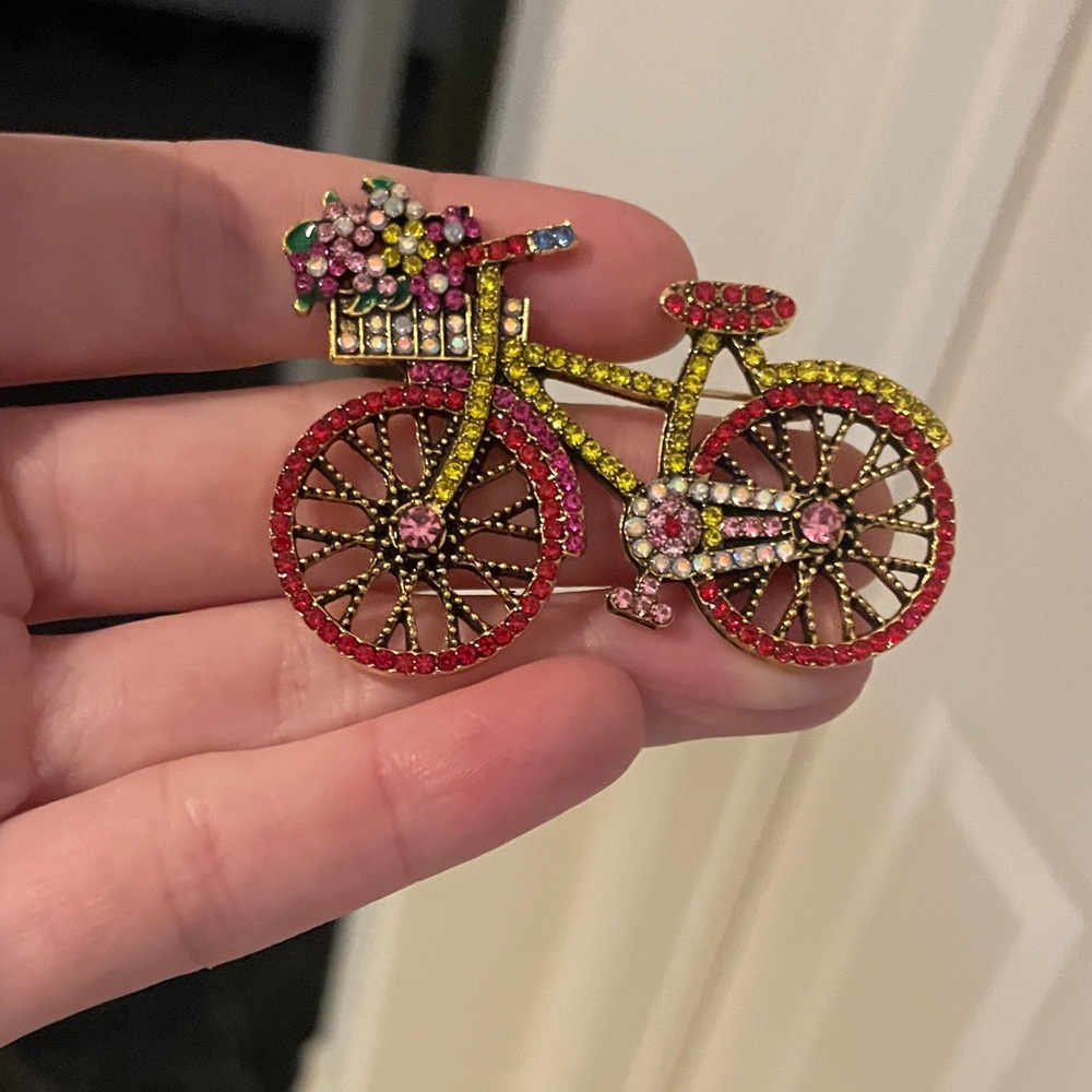 Red Bicycle Brooch